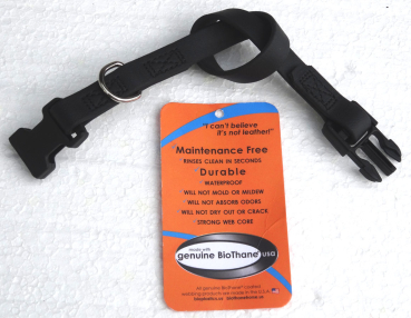 BioThane Halsband mit Clip genäht 19mm schwarz 54cm
