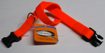 BioThane Halsband mit Clip genäht 19mm neon orange 45cm