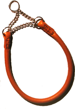 Leder Halsband rund 8mm mit Kette 25 bis 35cm natur