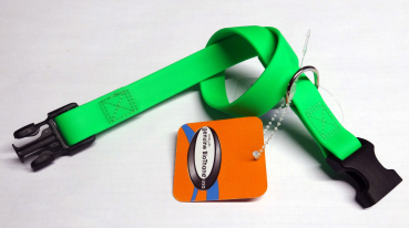 BioThane Halsband mit Clip genäht 19mm neon grün 39cm