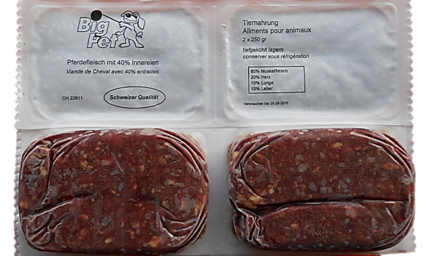 Pferdefleisch mit 40% Innereien geschnetzelt 2x250g