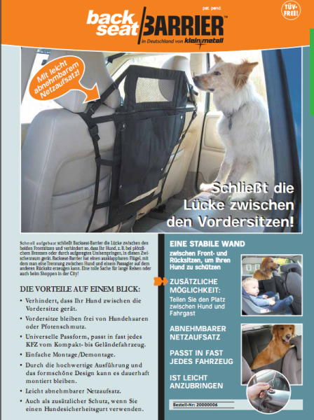 Absperrung zum Vordersitz